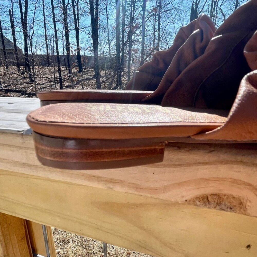 Vintage Silent D Camel Brown Ruched Leather Mule Flats • EU 41/US 10.5 - Picture 13 of 16